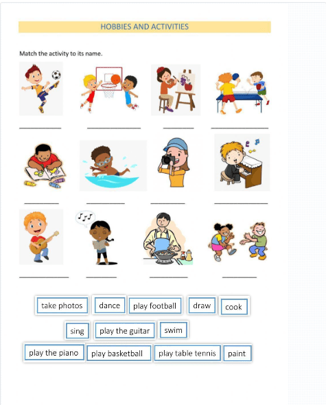 Hobbies and Activities Worksheet by mariaisabela